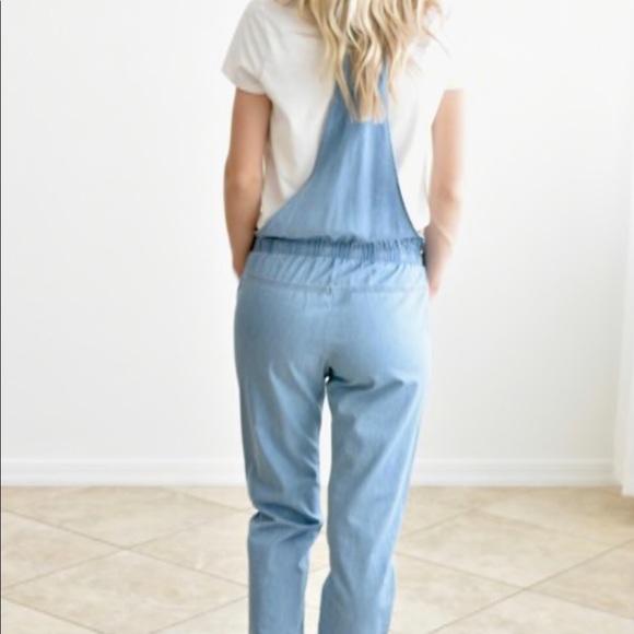 Loft Distressed Chambray Drawstring Overalls - Picture 11 of 11